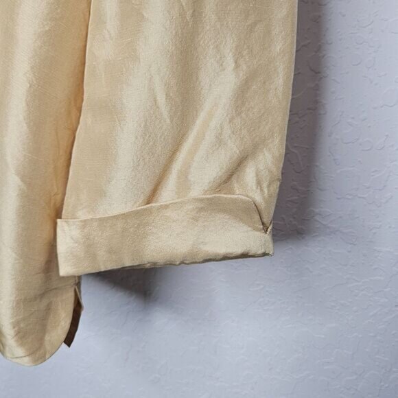 Vintage Allison Taylor 100% Silk Button Front Blouse Champagne Gold Size Large - Picture 3 of 5